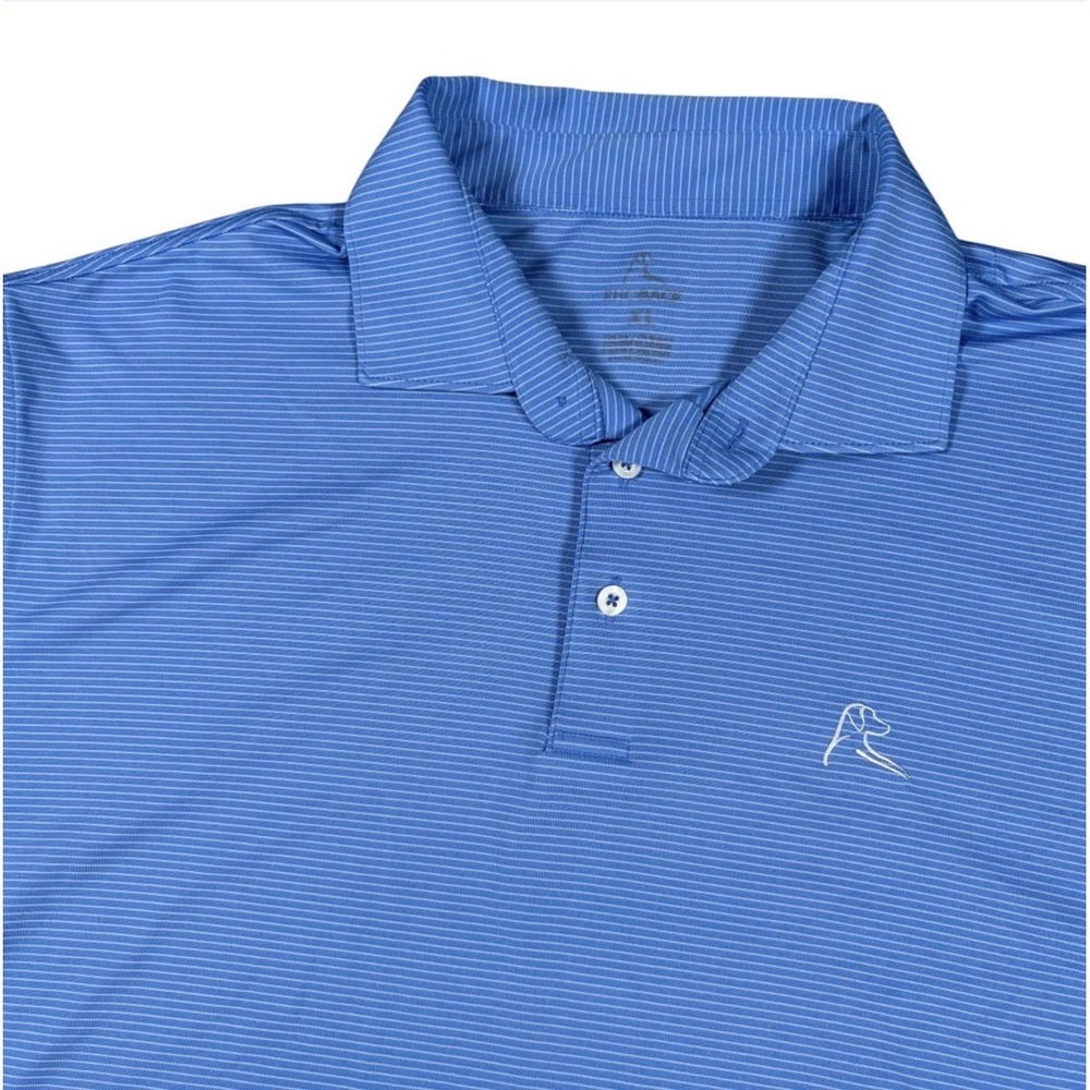Rhoback The Captain Stripe Performance Golf Polo Shirt Men's XL Blue White